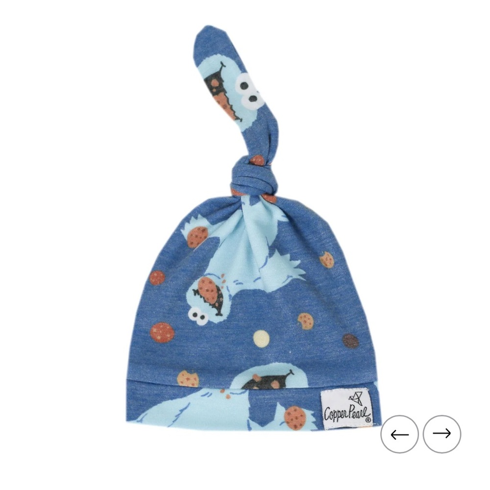 Copper Pearl Cookie Monster Top Knot Hat